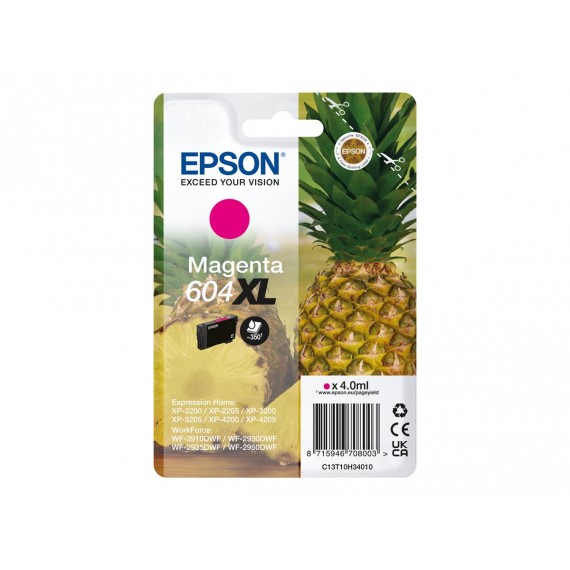 EPSON 604XL MAGENTA ANANAS C13T10H34010 CARTUCCIA ORIGINALE PER EPSON XP 2200,3200,4200,WF 2910,2930,2950 T604XL 350 PAGINE