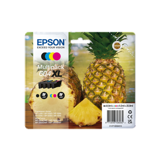 MULTIPACK EPSON 604XL BK-C-M-Y ANANAS C13T10H64010 CARTUCCIA ORIGINALE